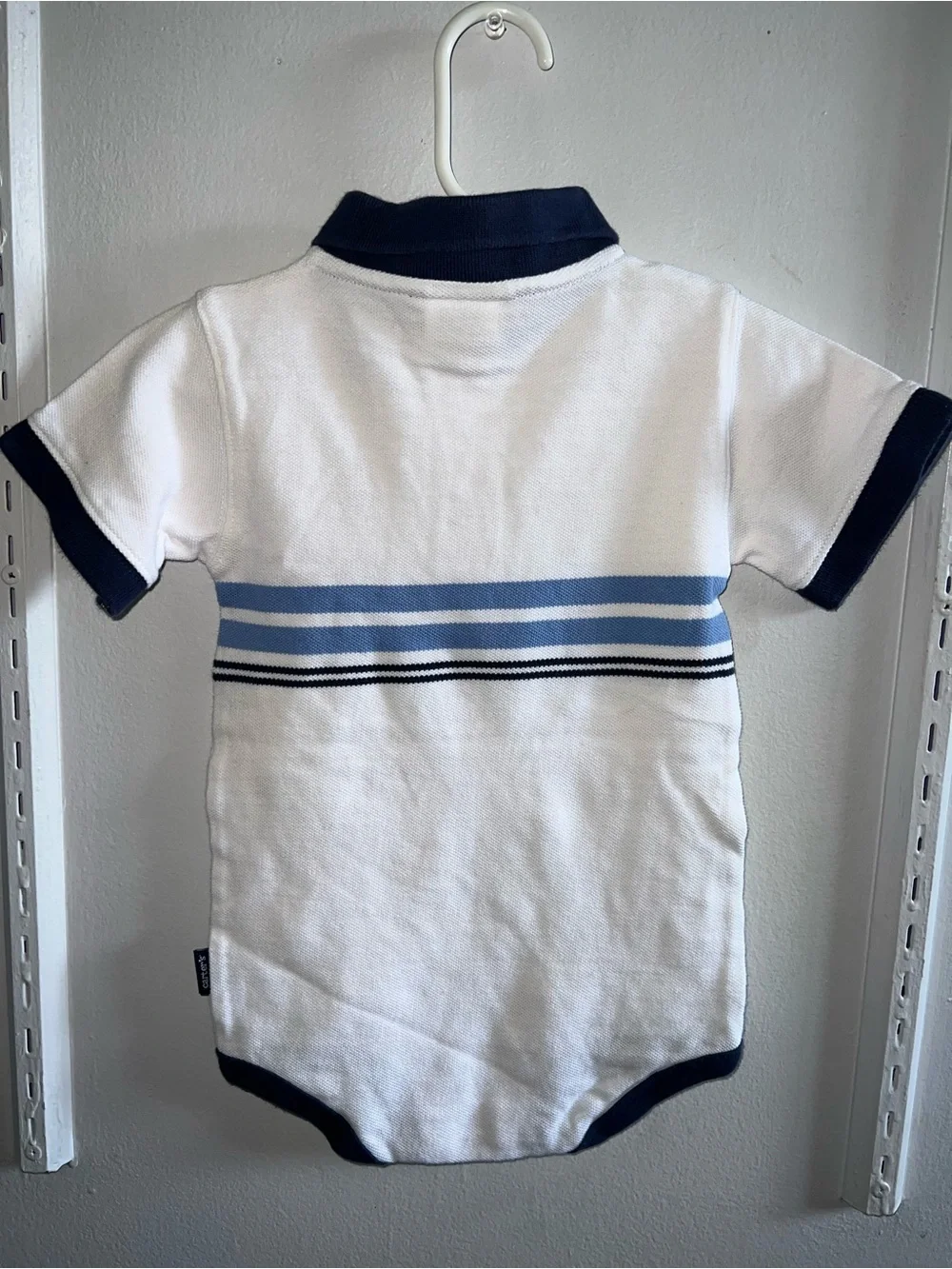 Carter's Navy and White Baby Polo Bodysuit with Light Blue Accents